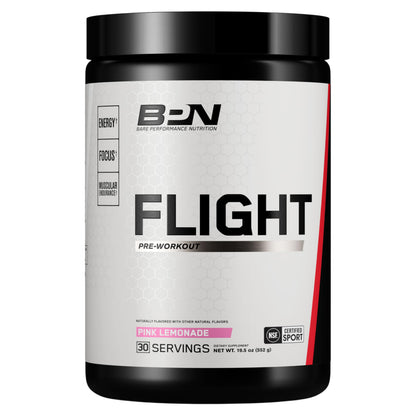 Bare Performance Nutrition BPN Flight Pre Workout, Supports Energy and Mental Focus, Improved Endurance & Muscle Pumps with CarnoSyn® Beta Alanine, Blue Raspberry, 30 Servings