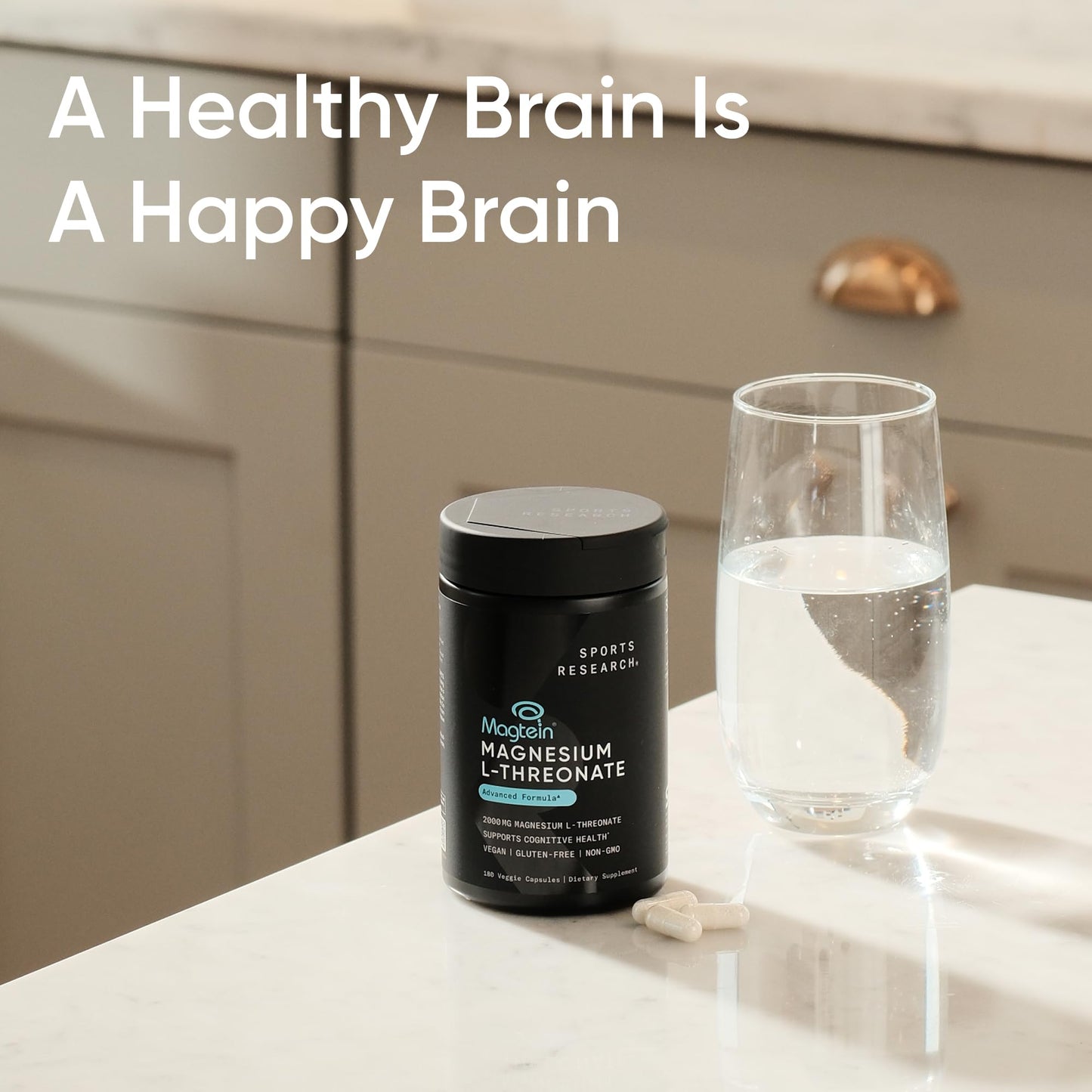 Sports Research® Magnesium L-Threonate Capsules 2000mg - High-Absorption Magtein® for Enhanced Brain Health, Memory, Focus & Restful Sleep Support - Vegan · Non-GMO · Gluten Free - 90 Count Sports Research buy supplements Au