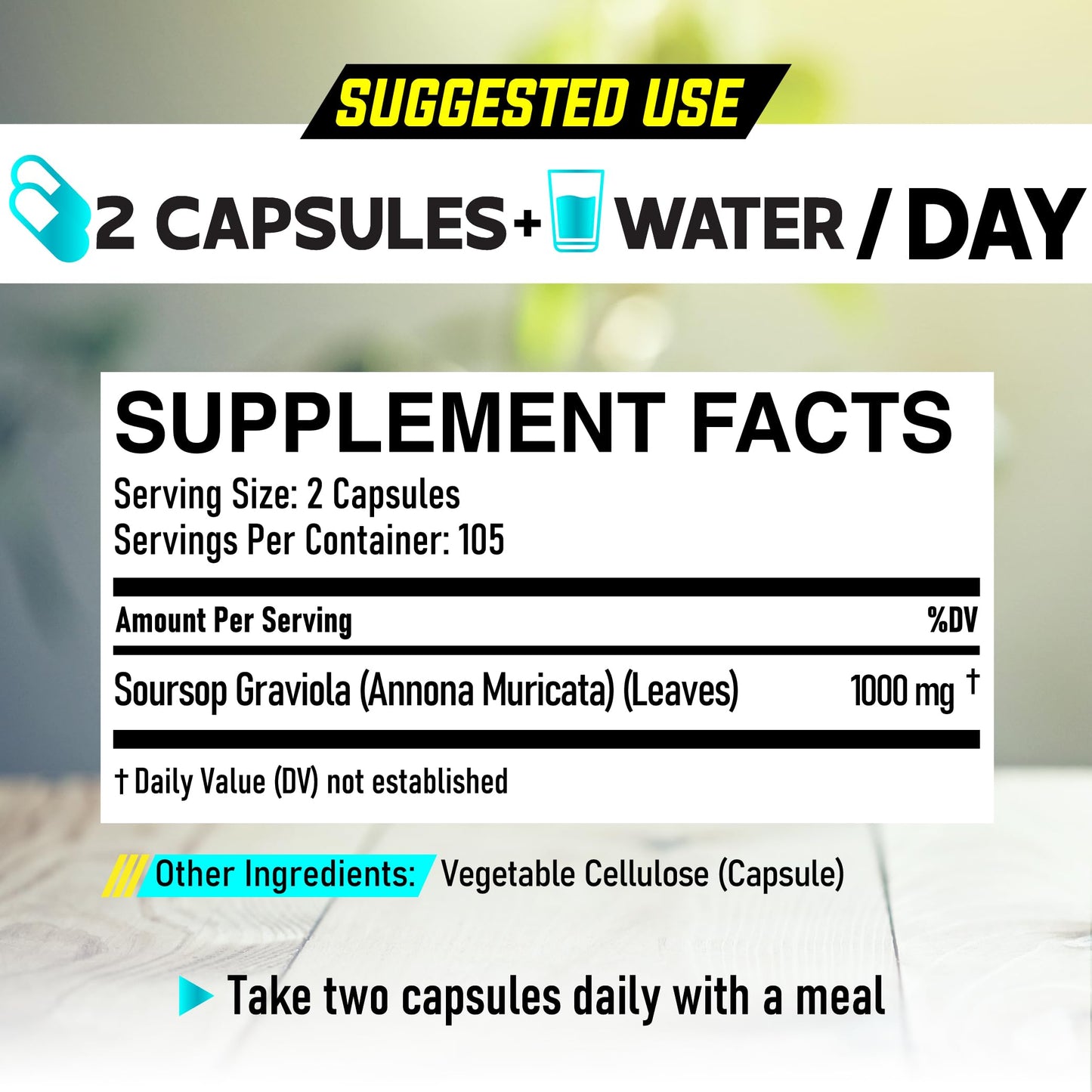 Soursop Graviola Leaves Capsules - Soursop Fruit Advanced - 210 Counts for 105 Servings DEDICAD buy supplements Au