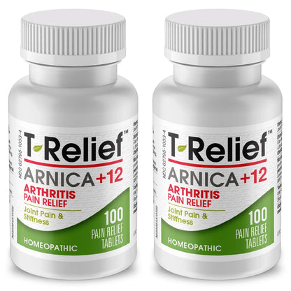 T-Relief Arthritis Arnica +12 Pain Relieving Natural Medicines Help Reduce Soreness Stiffness Aches & Pains in Joints Naturally - 100 Tablets (2 Pack) MediNaturaBuy Supplements Australia