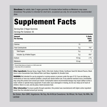 Piping Rock Melatonin Gummies 10mg | 70 Count | Berry Flavor Supplement | Vegan, Non-GMO, Gluten Free