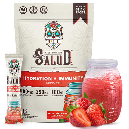 Salud 2-in-1 Hydration + Immunity Drink Mix, Cucumber Lime | Electrolytes Powder, Agua Fresca, Elderberry, Dairy & Soy Free, Non-GMO, Gluten Free, Vegan, 1g Sugar (15 Servings)