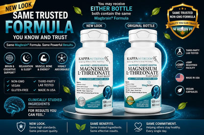 Magnesium L-Threonate Plant-Based 3 in 1 Powered by Magbrain® Magnesium L-Threonate Plant-Based | Magnesium Bisglycinate & Magnesium Malate | Up to 420 mg Elemental Magnesium | 150 Vegan Capsules.