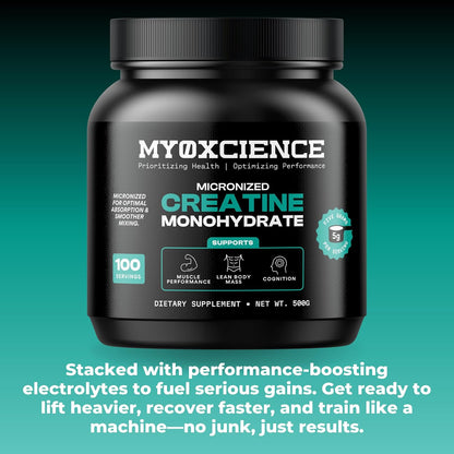 MYOXCIENCE Micronized Creatine | Supports Muscle Performance, Lean Body Mass, & Cognition | 100 Servings