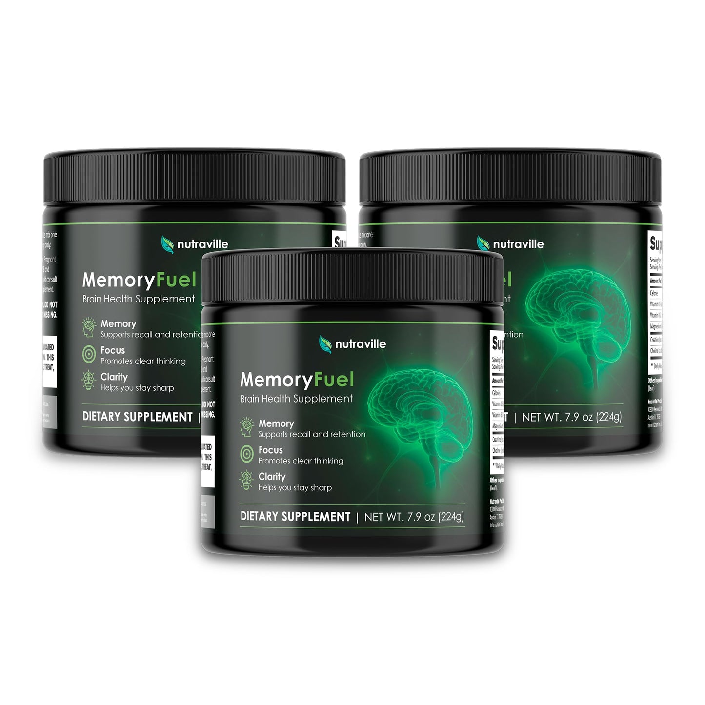 Memory Fuel Creatine Monohydrate Powder for Brain Energy & Focus | 5,000mg Micronized Creatine with L-Theanine, Choline & Magnesium, Cognitive Support for Adults, No Crash, 1 Scoop Daily