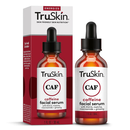TruSkin Caffeine Face & Eye Serum for Dark Circles & Puffiness, 1 fl oz | With 5% Caffeine, EGCG, Niacinamide, Matcha & Ginseng to visibly refresh and energize tired-looking eyes