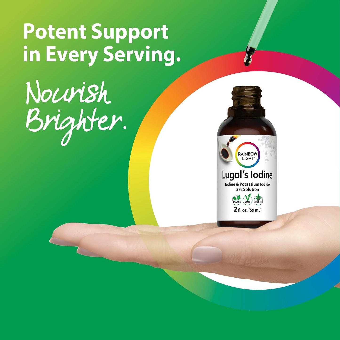 Rainbow Light Lugol's 2 Percent Iodine Solution | 2 fl oz | Iodine & Potassium Iodide 2% | Liquid Drops