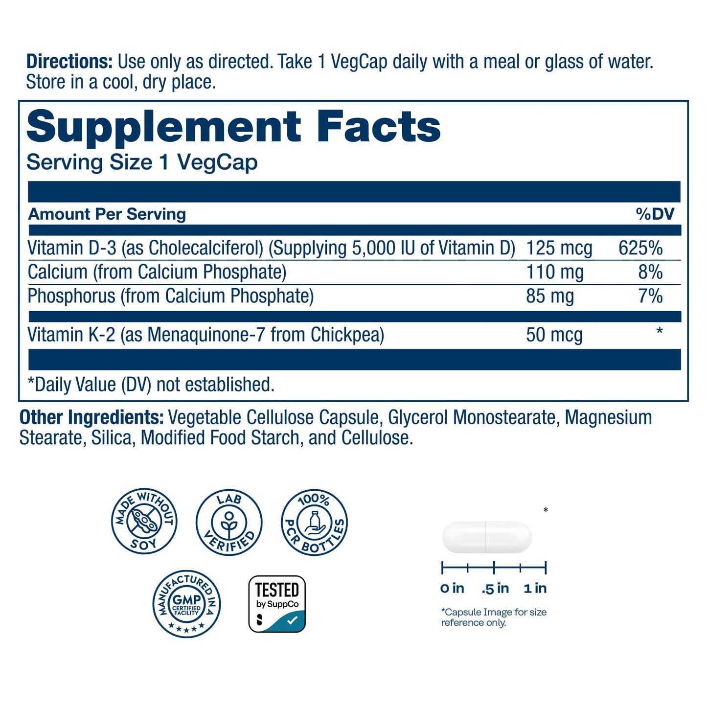 SOLARAY Vitamin D3 K2, K2 D3 Vitamin Supplement for Calcium Absorption, Bone Strength, Cardiovascular & Immune Function Support, Made Without Soy, 60-Day Guarantee, 60 Servings, 60 VegCaps SOLARAY buy supplements Au