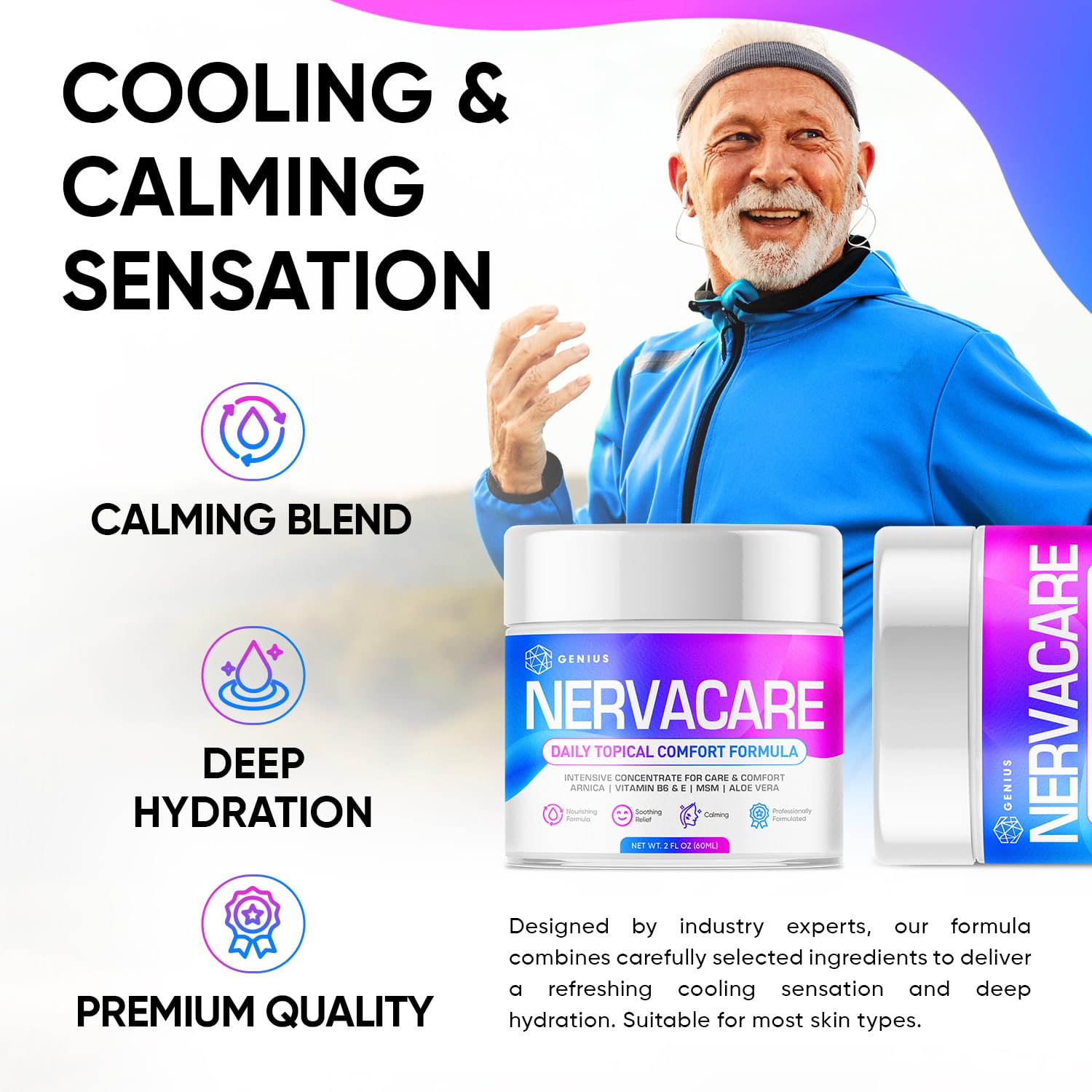 Genius Nervacare – Neuropathy Cream for Feet, Hands, Legs & Toes – Nerve Comfort Cream with Menthol, Arnica, MSM, Vitamin B6, Aloe Vera – Fast-Absorbing, Non-Greasy 2Oz GENIUS CUREBuy Supplements Australia