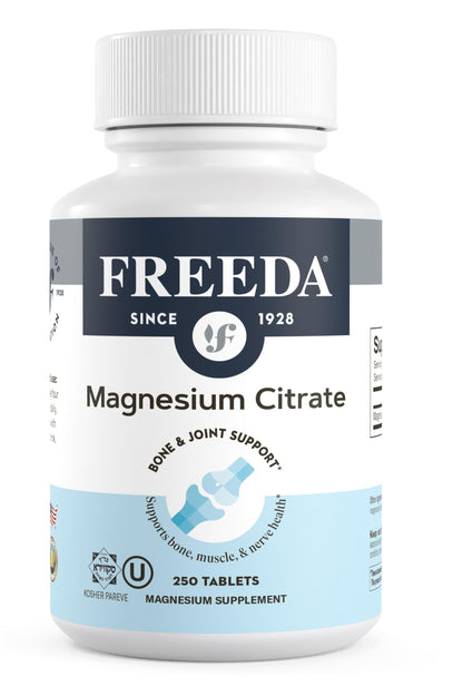 FREEDA Magnesium Citrate Powder for Bone, Joint, & Muscle Support 100 Count | Supports Nerve Health, Relaxation, Sleep, Metabolism, & Digestive Function – Kosher, Vegan, Gluten-Free, Made in USA