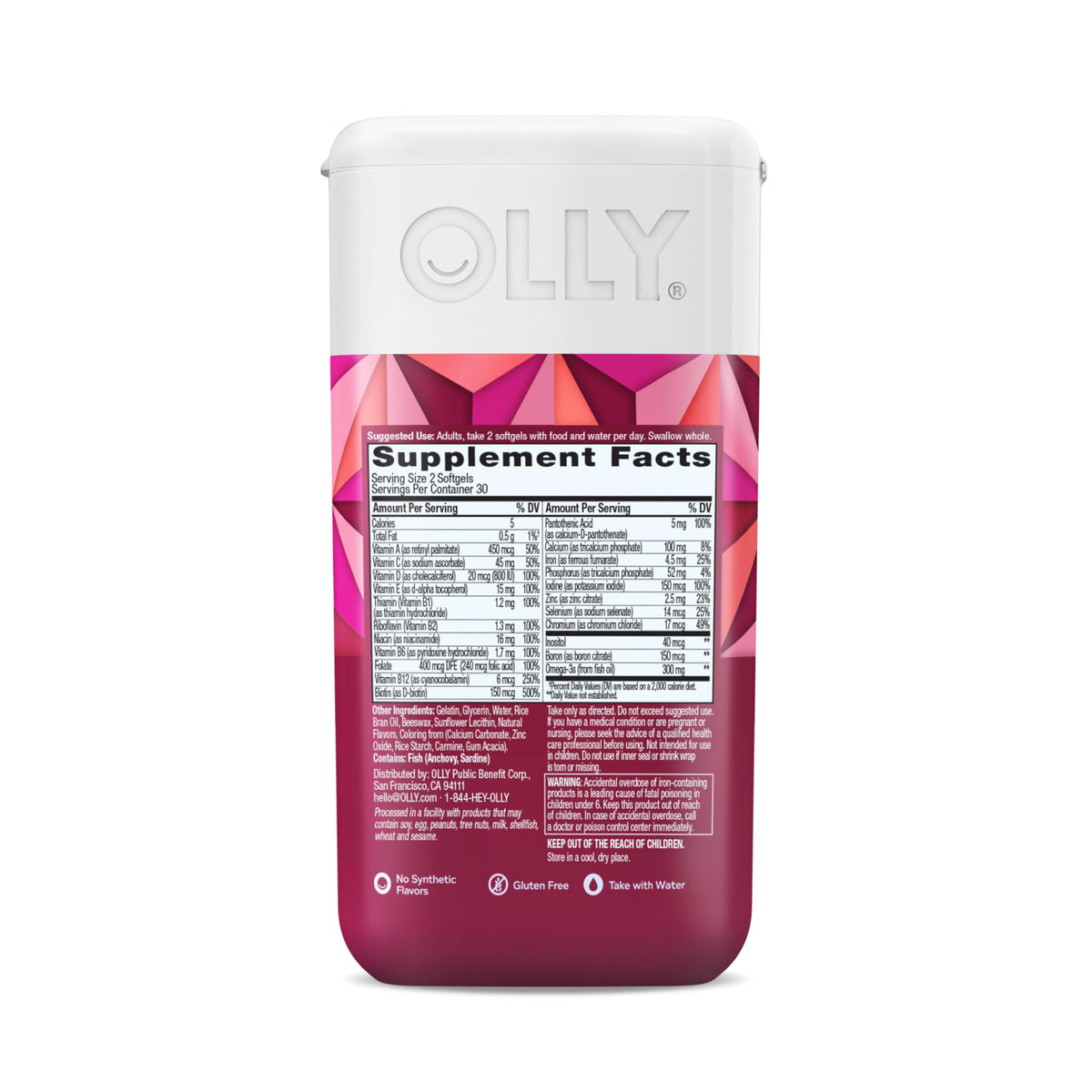 OLLY Ultra Strength Women's Multi Softgels, Overall Health and Immune Support, Omega-3s, Iron, Vitamins A, D, C, E, B12, Daily Multivitamin, 30 Day Supply - 60 Count OLLY buy supplements Au