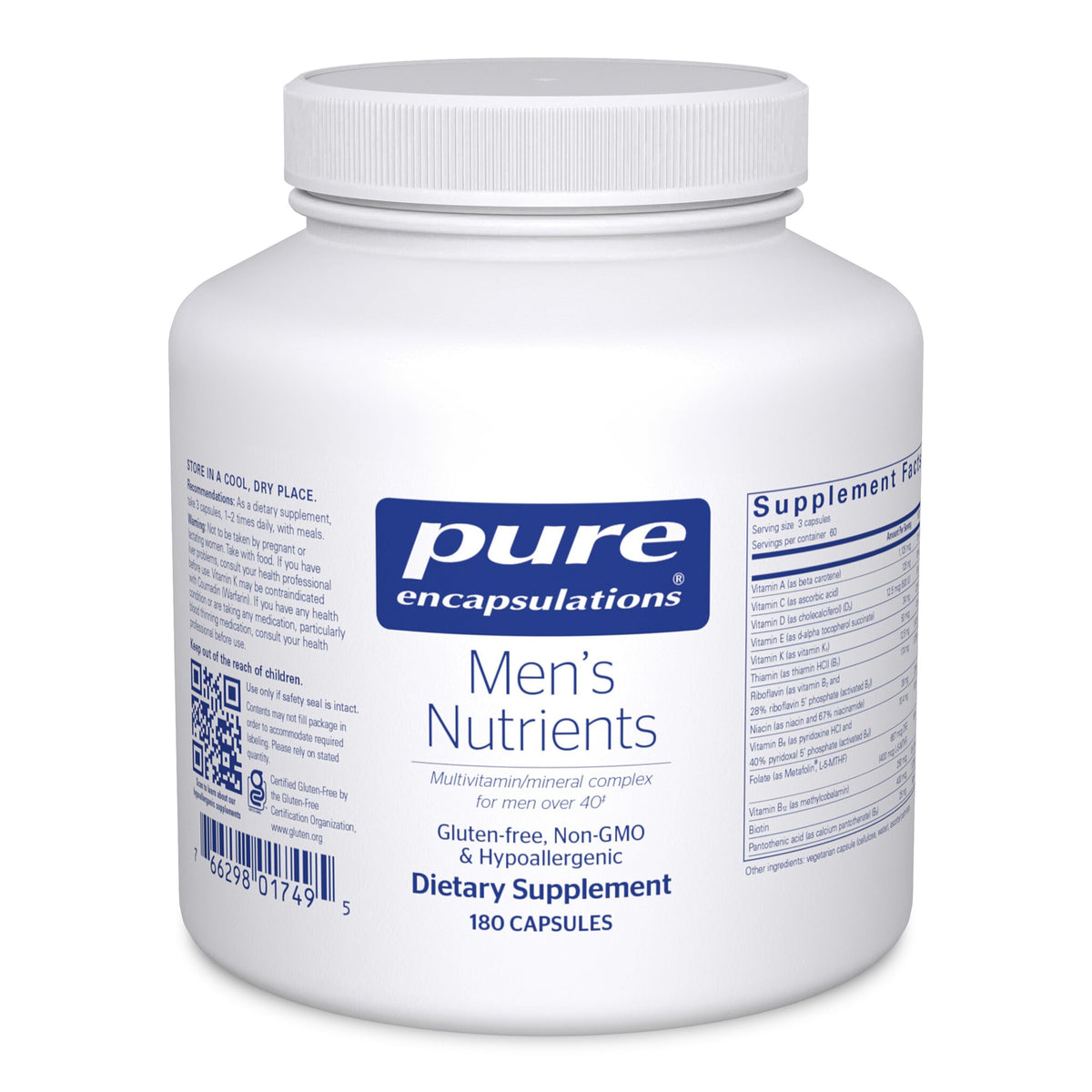 Pure Encapsulations Men's Nutrients - Multivitamin Mineral Supplement to Support Energy, Endurance & Stamina in Men Over 40* - with Vitamin D, Vitamin C & Trace Minerals - 180 Capsules Pure EncapsulationsBuy Supplements Australia