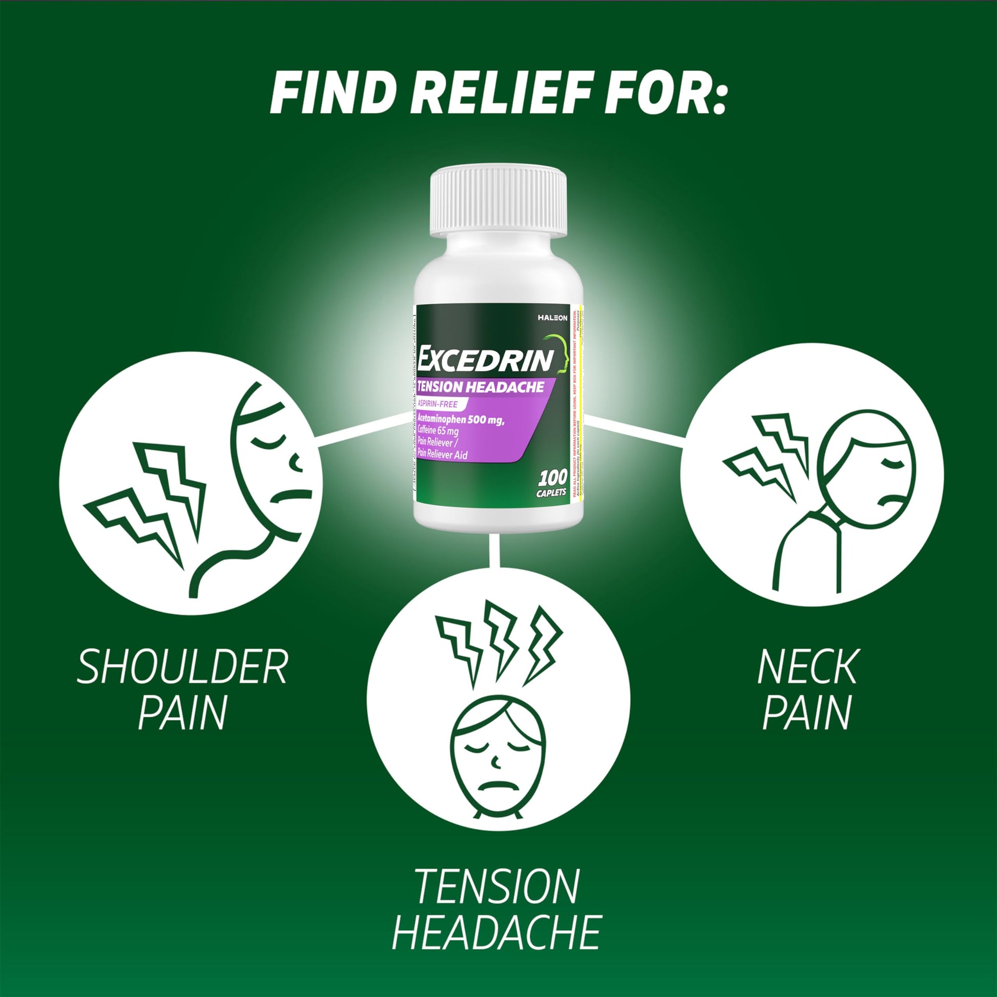 Excedrin Tension Headache Relief Caplets, Acetaminophen 500mg, Caffeine 65mg, Pain Reliever, Aspirin-Free, 100 Count Excedrin buy supplements Au