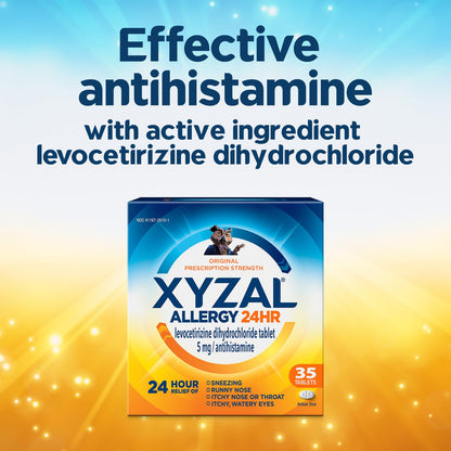 Xyzal 24 Hour Allergy Relief Medicine, Original Prescription Strength Antihistamine, Levocetirizine Dihydrochloride Tablets, 5 mg, 90 Count Xyzal buy supplements Au
