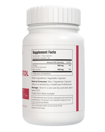 VitaCosmoX Choline and Myo-Inositol Supplement, 1000 mg Each, 120 Veggie Capsules 100% Vegetarian, Non-GMO & Gluten Free VitaCosmoX buy supplements Au