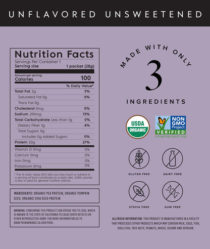 Truvani Organic Plant Based Protein Powder | Strawberry | 10 Servings | Vegan | 20g Pea Protein | Single Serving Travel Packets | Keto | Gluten & Dairy Free | Low Carb