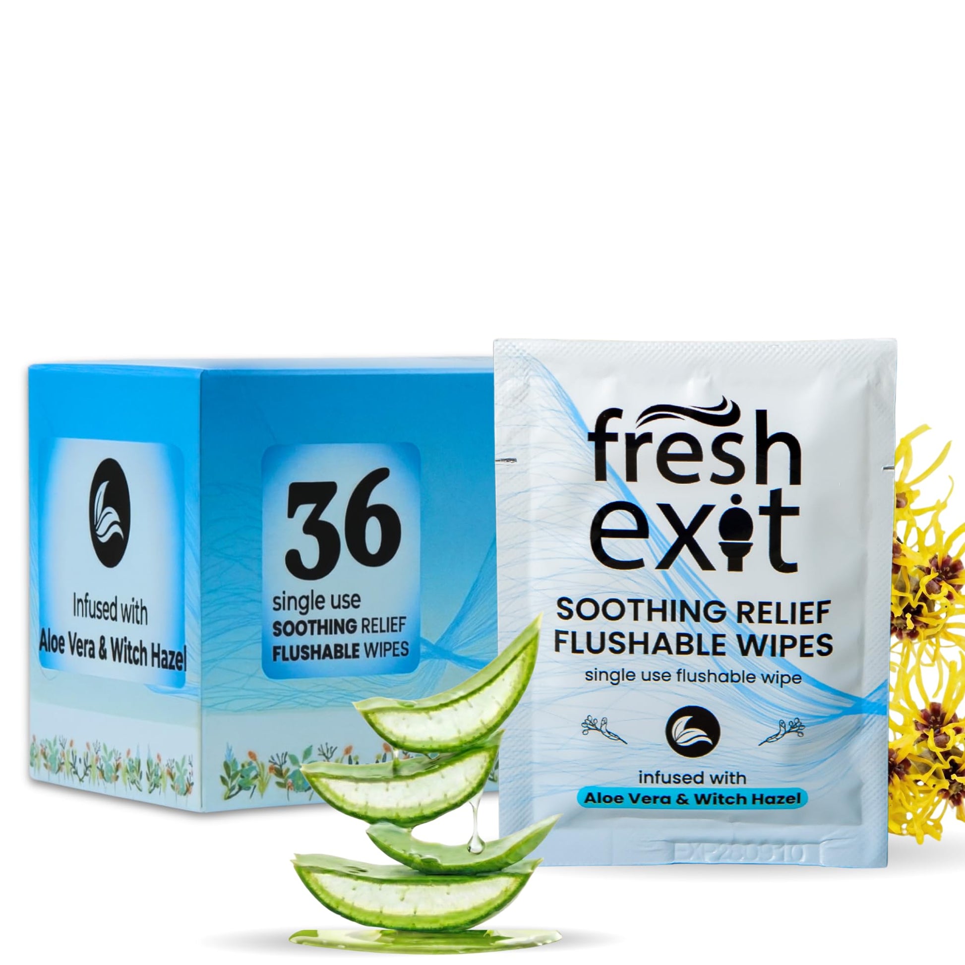 FreshExit Flushable Hemorrhoid Wipes – 36 Count – Individually Wrapped with Witch Hazel & Aloe Vera, Large Discreet Travel Wipes for Adults, Soothing & Gentle on Skin FreshExitBuy Supplements Australia