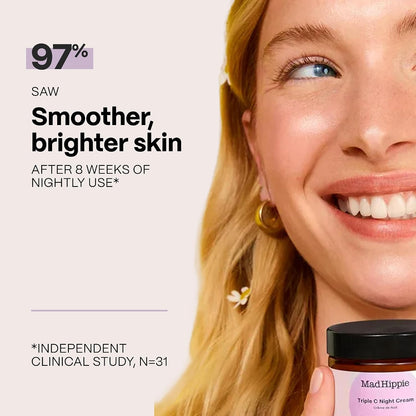 Mad Hippie Triple C Night Cream – Face Moisturizer, Skin-Brightening, Anti-Aging Skin Care with 3 Forms of Vitamin C, 2.1 Oz