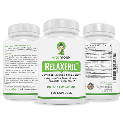 VitaMonk Relaxeril™ All-Natural Muscle Relaxer - Muscle Relaxer Supplement - Complete Muscle Relaxing Formula VitaMonkBuy Supplements Australia