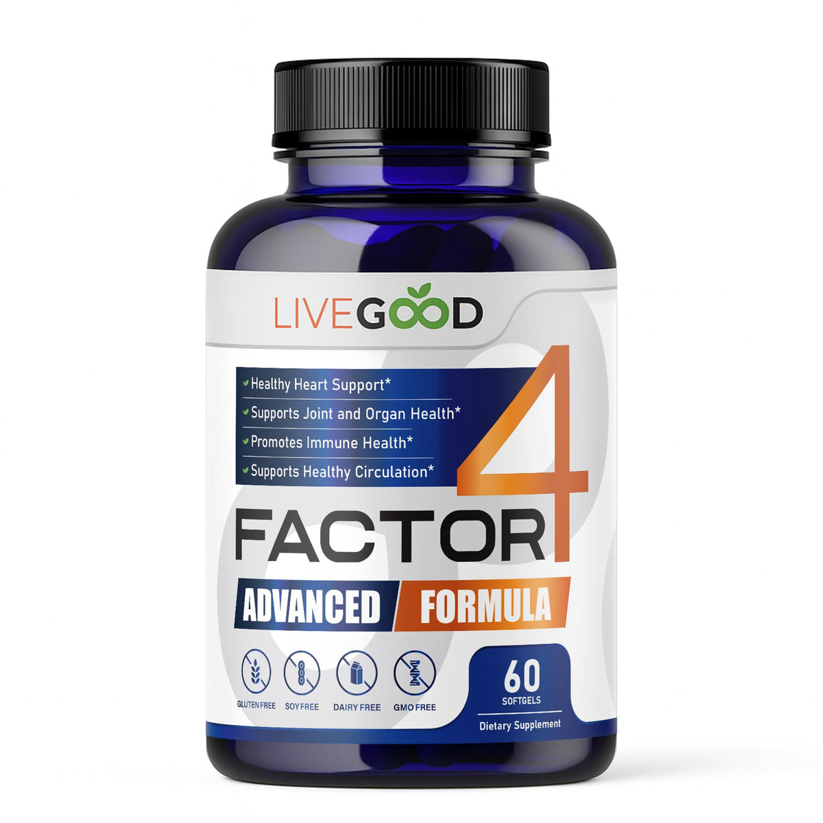LIVEGOOD™ Factor 4, Omega 3 Fish Oil with EPA & DHA, CoQ10, and Turmeric, Advanced Q10 Coenzyme & CoQ10 Supplements, DHA Supplements for Heart, Joint & Immune Support, Made in USA, 60 Count, LIVEGOODBuy Supplements Australia