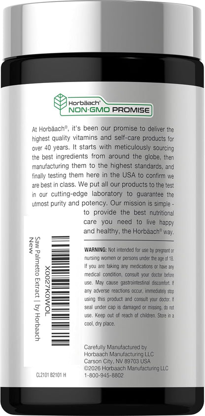 Horbäach Saw Palmetto Extract | 120 Capsules | from Saw Palmetto Berries | Non-GMO and Gluten Free Formula