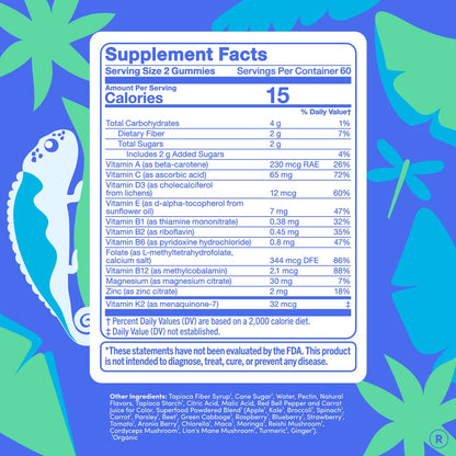 FIRST DAY Teen Multivitamin Gummy with Organic Fruit & Veggie Blend, 60 ct. | Vegan teen vitamins for ages 13-18 with 12 key nutrients, methylfolate, magnesium and zinc; 2 daily, 30-day supply.