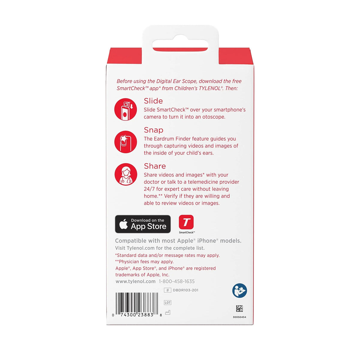 SmartCheck Digital Ear Scope from Children's Tylenol, Otoscope with Light, 1 Otoscope Clamp, 12 Specula Tips + Children's Tylenol Pain + Fever Medicine with Acetaminophen, 8 fl. oz TylenolBuy Supplements Australia