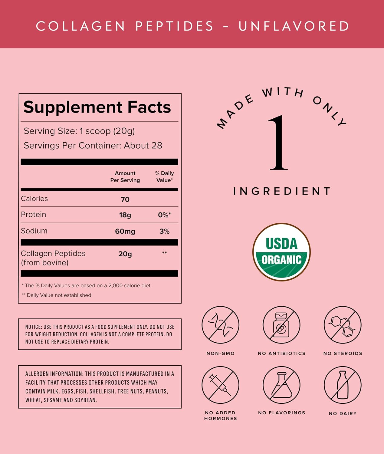 Truvani Hydrolyzed Collagen Peptides | Unflavored | 28 Servings | 20g Grass-Fed Collagen Protein Powder | Promotes Hair, Nail, Skin, and Joint Health | Keto | Gluten & Dairy Free