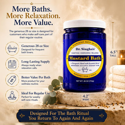 Dr. Singha's Mustard Bath Soak – Aromatherapy Bath Salts with Mustard Seed & Essential Oils for Muscle Relaxation, Stress Relief & Soothing – Epsom Salt Alternative, 16 oz