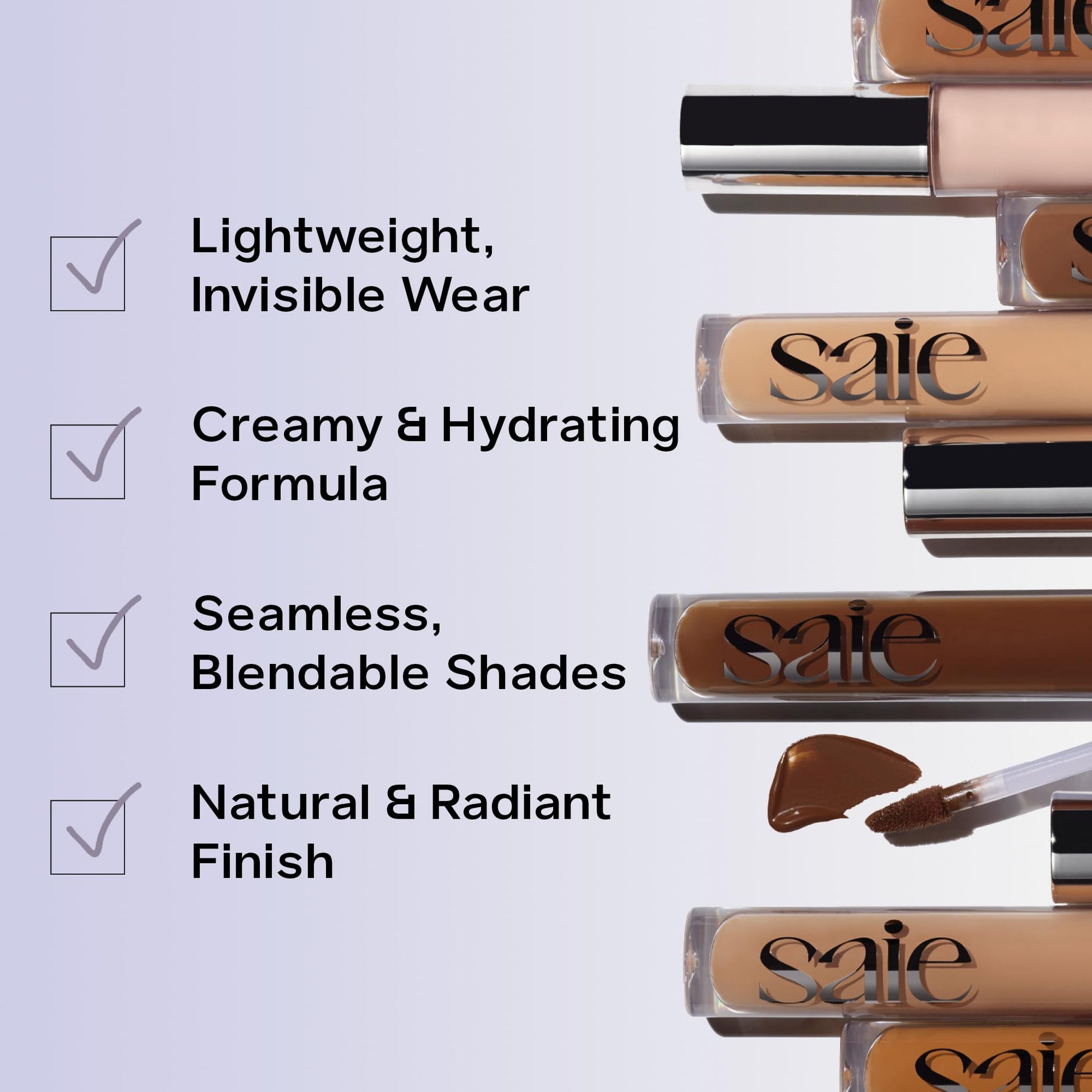 Saie Hydrabeam Under Eye Brightener - Sheer + Hydrating Concealer with Glycerin, Squalane + Cucumber Extract - Brightening Under Eye Concealer + Corrector for Even, Glowing Skin - Shade 6 (0.2 oz) SaieBuy Supplements Australia