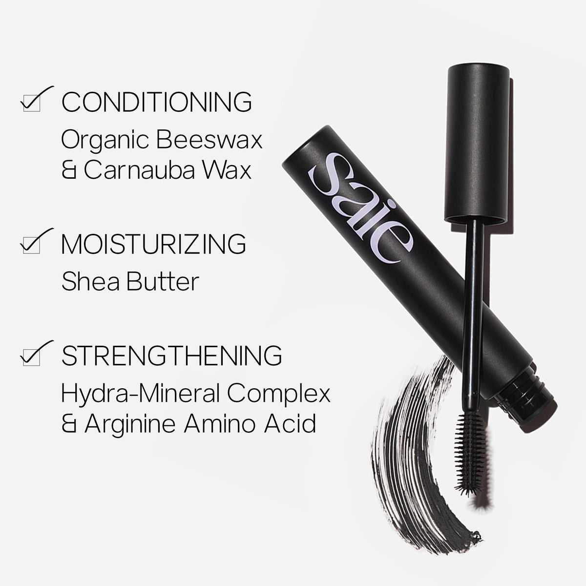 Saie Mascara 101 - Lash Lengthening Mascara for Thick, Bold, Lifted Lashes - Buildable Eye Makeup Formulated to Strengthen and Condition with Rich Nutrients - Black (0.31 oz) SaieBuy Supplements Australia