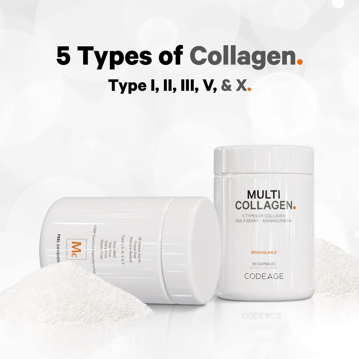 Codeage Multi Collagen Protein Capsules & Probiotics for Women Bundle | Multi Collagen Pills, Collagen Types I, II, II, V & X, 90 Count | Prebiotics & Probiotics for Women - Soy & Dairy Free, 60 Count CodeageBuy Supplements Australia