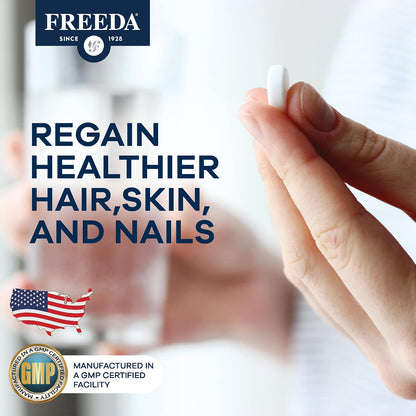 FREEDA Biotin 10,000 mcg Supplement - Tiny Tabs for Hair, Skin & Nails | High-Potency Biotin Supplement with 10,000 mcg to Support Healthy Hair, Skin, and Nails - Easy-To-Swallow Tiny Tablets