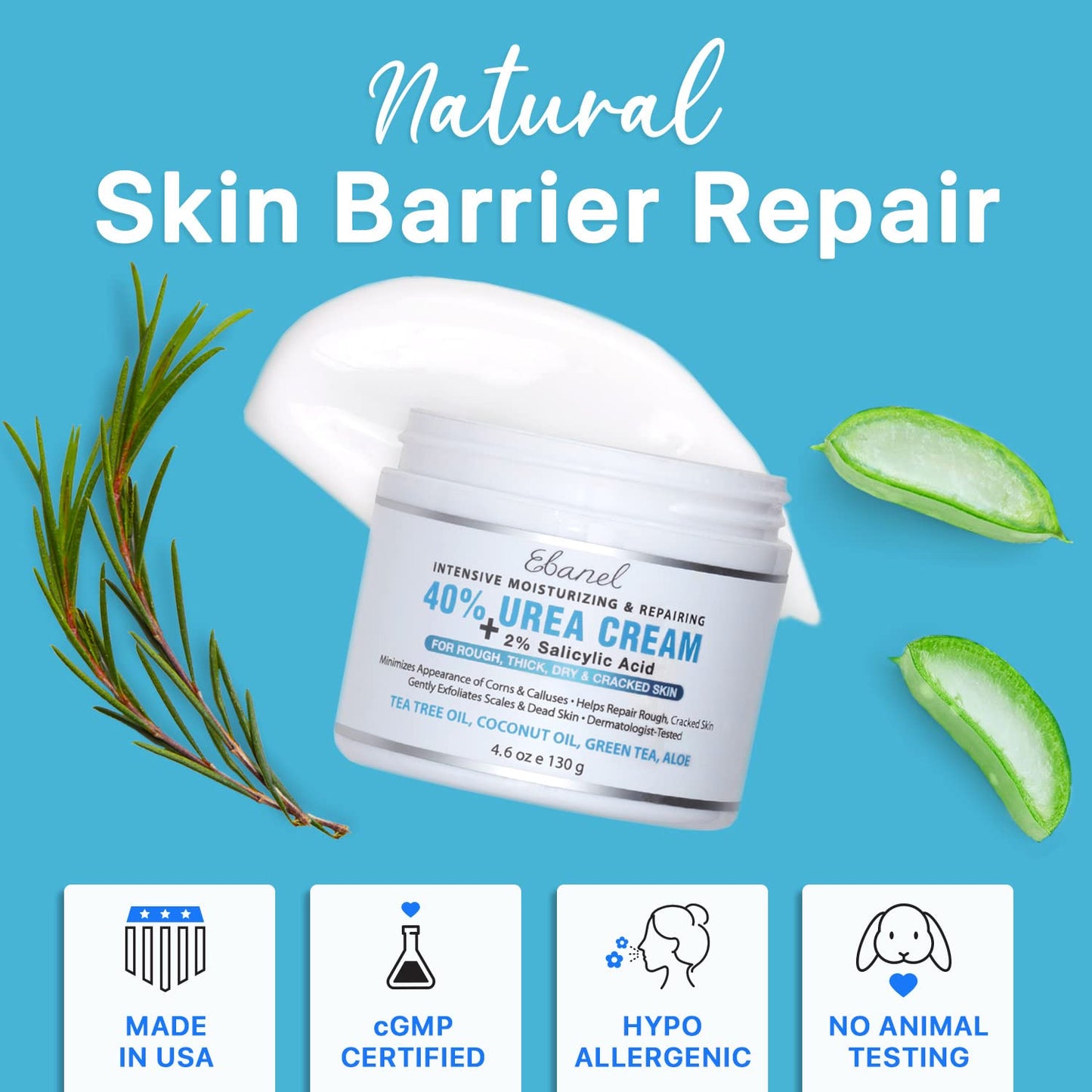Ebanel Bundle of 40% Urea Cream 2-Pack and Callus Remover Gel