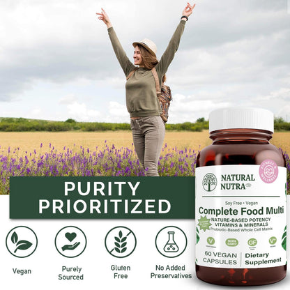 Natural Nutra Whole Food Complete Multivitamin, 60 Capsules | Mineral for Unisex, Energy Booster, Helps Maintain Bone Health, Improves Brain Function & Skin, Helps Enhance Immunity