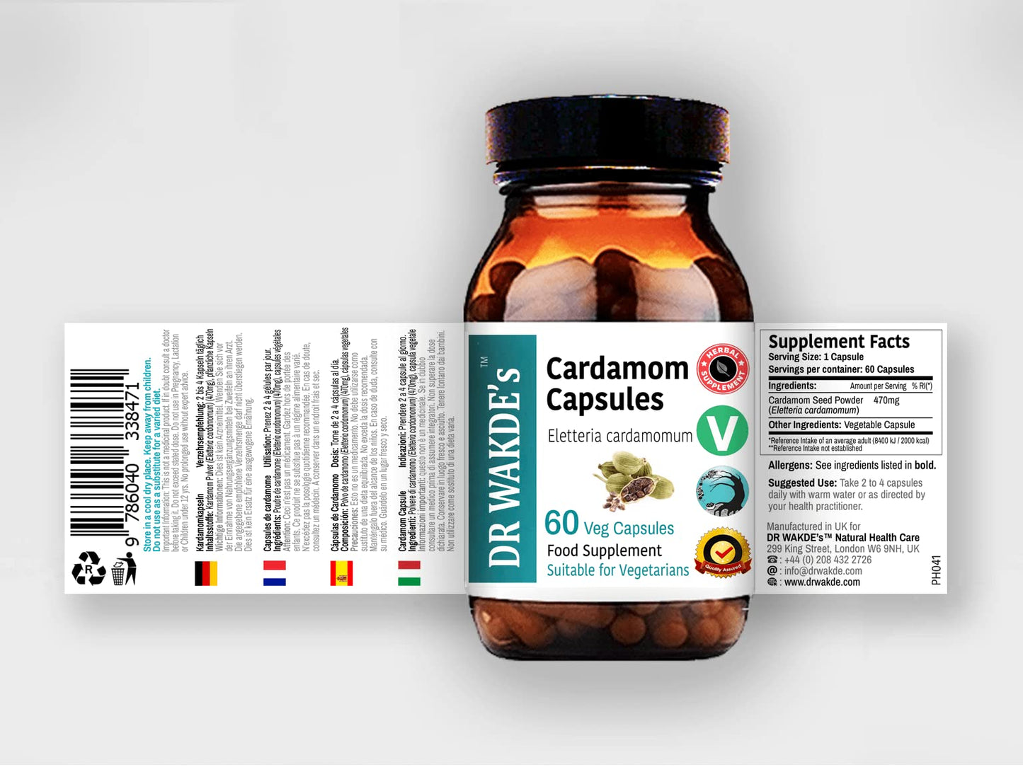DR WAKDE'S Cardamom Capsules (60 Veg Caps, Plant-Based Supplement, Ayurvedic Herb, All Natural, Vegan) DR WAKDE's buy supplements Au