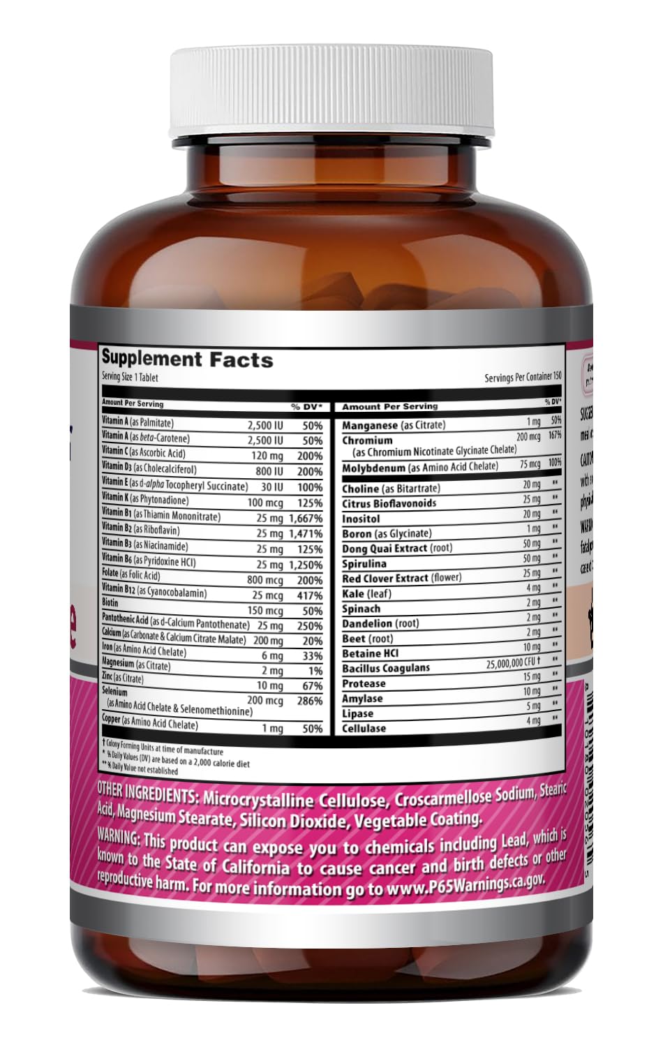 Amazing Formulas Women's One Multivitamin | Food Based | 150 Tablets, 5 Month Supply | Complete Blend of 40 Vitamins, Minerals & Probiotics Supplements | Non-GMO | Gluten-Free | Made in USA Amazing Nutrition buy supplements Au