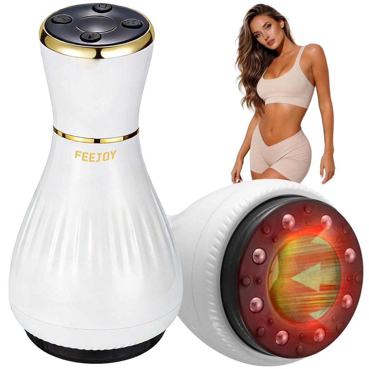 FEEJOY Electric Lymphatic Drainage Massager with Pulse Therapy & Heat – 12-Level Cupping Massage Device for Cellulite Reduction, Body Sculpting, Deep Tissue Pain Relief & Muscle Recovery, White FEEJOY buy supplements Au