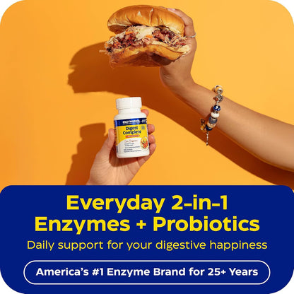 Enzymedica Digest Complete + Probiotics - Digestive Enzyme Supplement for Women & Men, Enzyme and Probiotic Capsules for Digestion, Gut Health Support, Helps Gas & Bloating, Vegetarian - 90 Caps