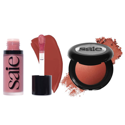 Saie Cheek Flush Duo - Dew Liquid Blush (.40 oz, Spicy), SuperSuede Baked Powder Blush (.01 oz, Ciao) - Layerable, Skin-Nourishing Blushes for a Seamless Radiant Finish SaieBuy Supplements Australia