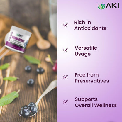 AKI Maqui Berry Extract Powder – Wild Harvested from Patagonia, High in Anthocyanins & Polyphenols, Freeze-Dried Superfruit for Smoothies, Non-GMO, Vegan, 150g/ 5.3 oz AKI ORGANIC buy supplements Au
