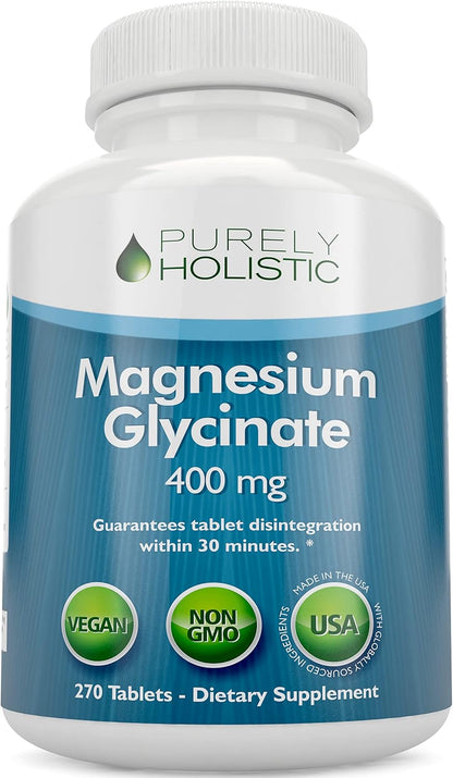 Purely Holistic Red Yeast Rice 1200mg with CoQ10 & Niacin + Magnesium Glycinate 400mg - 120 Capsules + 270 Tablets - Made in USA
