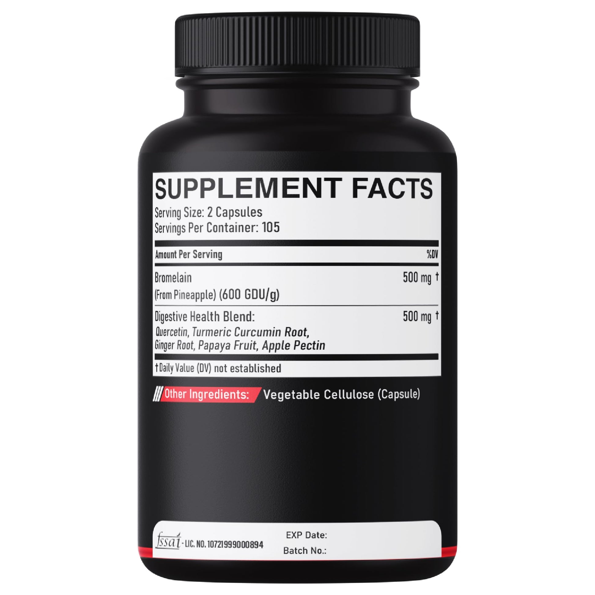 DEDICAD 6in1 Bromelain 500mg Supplement - 1000mg per Serving - 210 Capsules with Digestive Health Blend as Quercetin, Ginger, Turmeric, Papaya - Support Overall Health, Digestion & Immune System DEDICAD buy supplements Au