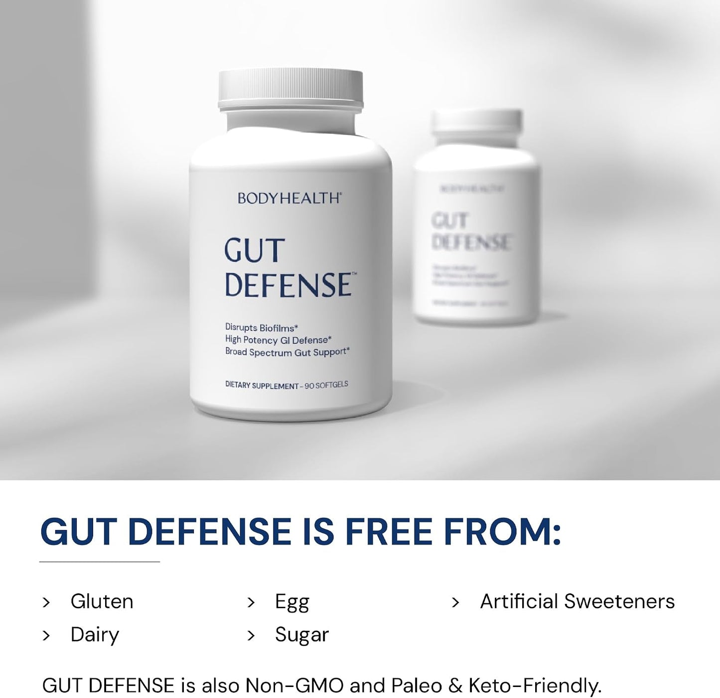 BodyHealth Gut Defense with PerfectAmino, Gut Health Support for Women and Men, GI Support Supplement - 90 Softgels