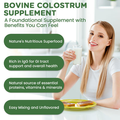 MICYDELAS Bovine Colostrum Supplement Powder 50% IgG Premium Bovine Colostrum for Gut Health Support, Immune Support, Muscle Recovery & Overall Wellness, Grass Fed, Non-GMO, Unflavored, 60 Servings MICYDELAS buy supplements Au