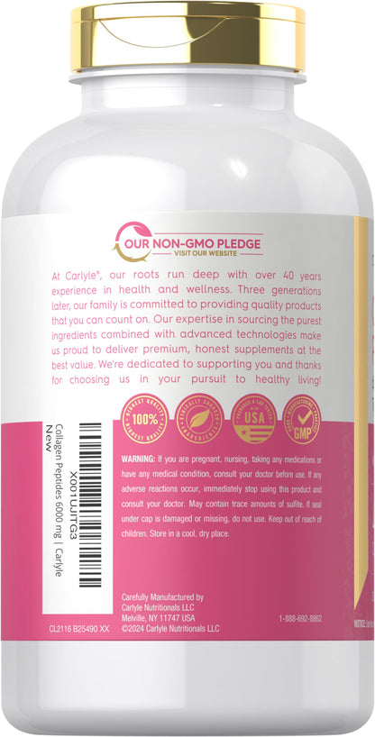 Carlyle Collagen Peptides 6000mg | 400 Caplets | with Vitamin C | Type 1 and 3 | Non-GMO, Gluten Free, Grass Fed Supplement Carlyle buy supplements Au