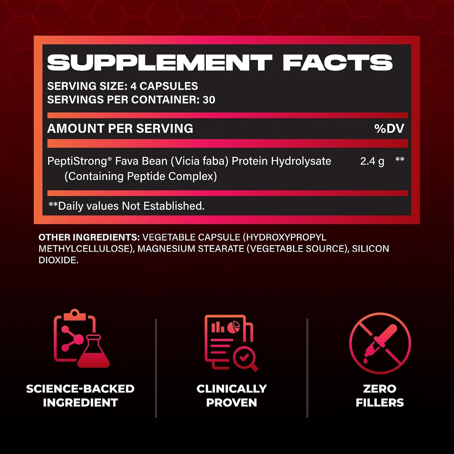 Huge Muscle Growth Peptides, Unique PeptiStrong® Peptide Complex, Clinically Studied, Supports Muscle Protein Synthesis, Strength, Performance & Recovery, Advanced Peptide Technology, 30 Servings