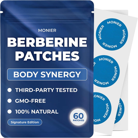 MONIER Berberine Patches | Berberine Patch with L-Glutamine and more | With L-Glutamine, Garcinia Cambogia, Resveratrol, For Women & Men, 60 Days Supply