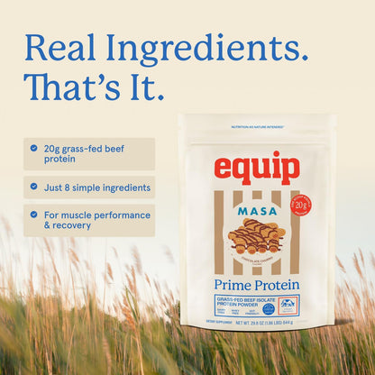 Equip Prime Chocolate Churro Protein Powder - Gut-Friendly, No Sugar Protein Shake Powder with Grass-Fed Beef & Natural Collagen - Rich & Creamy Mix - 21g Per Serving - Whey & Dairy-Free (30 Scoops)