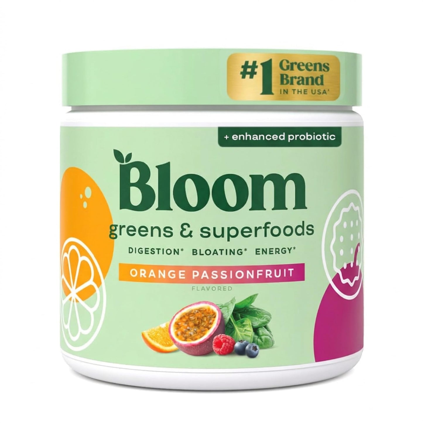 Bloom Nutrition Superfood Greens Powder, Berry, 30 Servings | Digestive Enzymes with Probiotics and Prebiotics, Gut Health, Bloating Relief for Women, Chlorella, Green Juice Mix